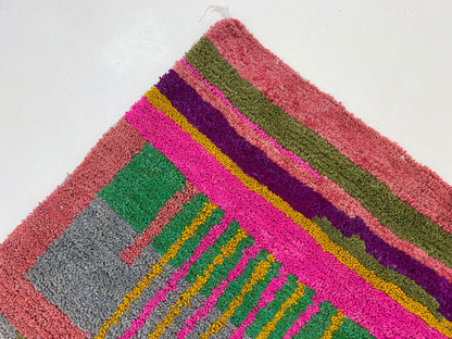 Handcrafted Custom Moroccan Berber Area Rug, Vibrant Living Room Decor Rug.