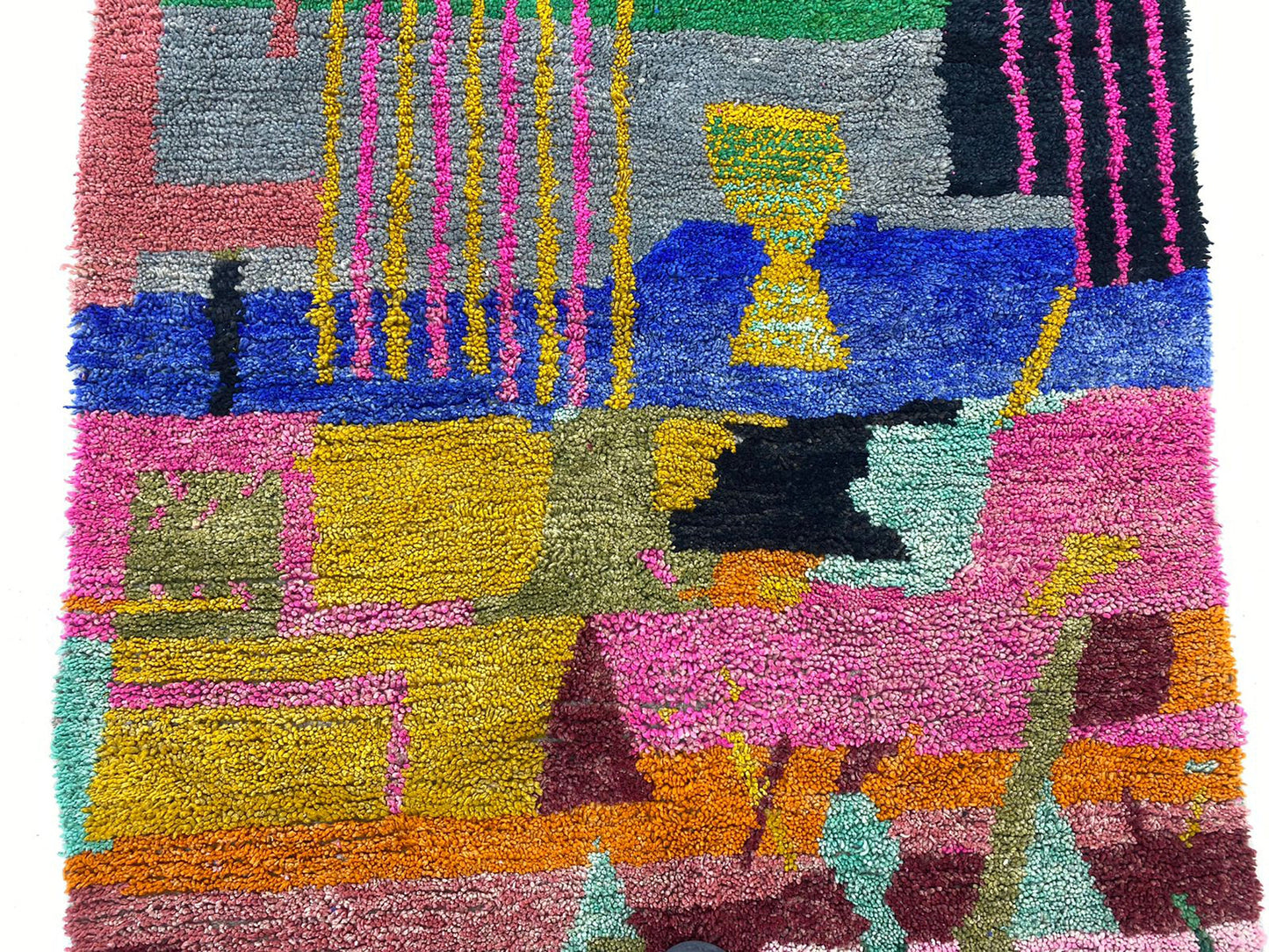 Handcrafted Custom Moroccan Berber Area Rug, Vibrant Living Room Decor Rug.