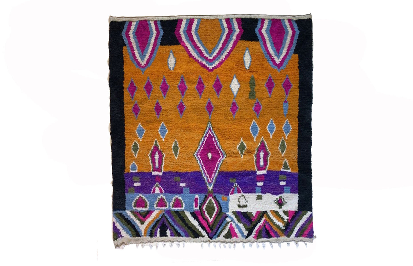 Tapis marocain berbère coloré noué à la main, tapis unique et personnalisé.