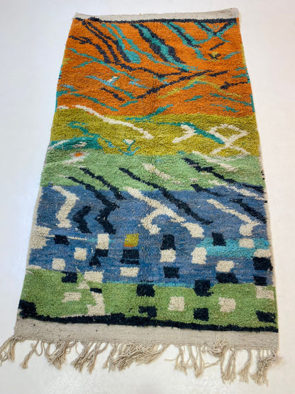 Moroccan Colorful Handmade Wool Rug, Custom Berber Rug for Living Room.