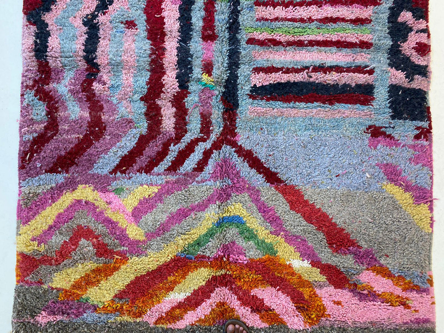 Tapis bohème marocain tissé à la main, tapis berbère en laine unique.