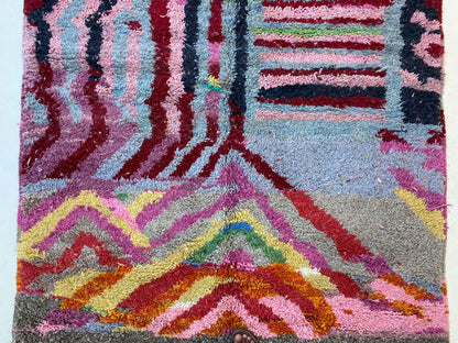 Tapis bohème marocain tissé à la main, tapis berbère en laine unique.