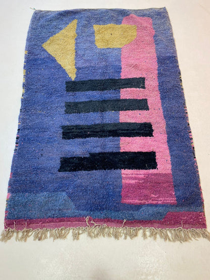 Tapis berbère marocain bohème, tapis en laine tissée colorée.