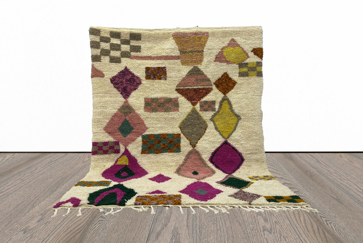 Handmade Colorful Bohemian Rug, Moroccan Rug Inspired for Living Room.