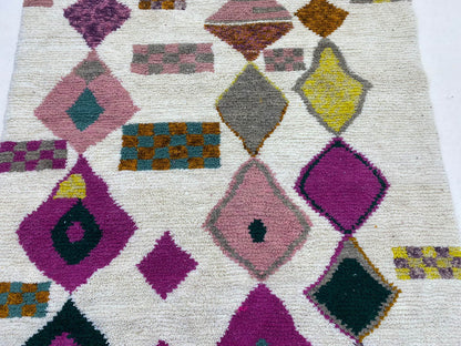 Handmade Colorful Bohemian Rug, Moroccan Rug Inspired for Living Room.