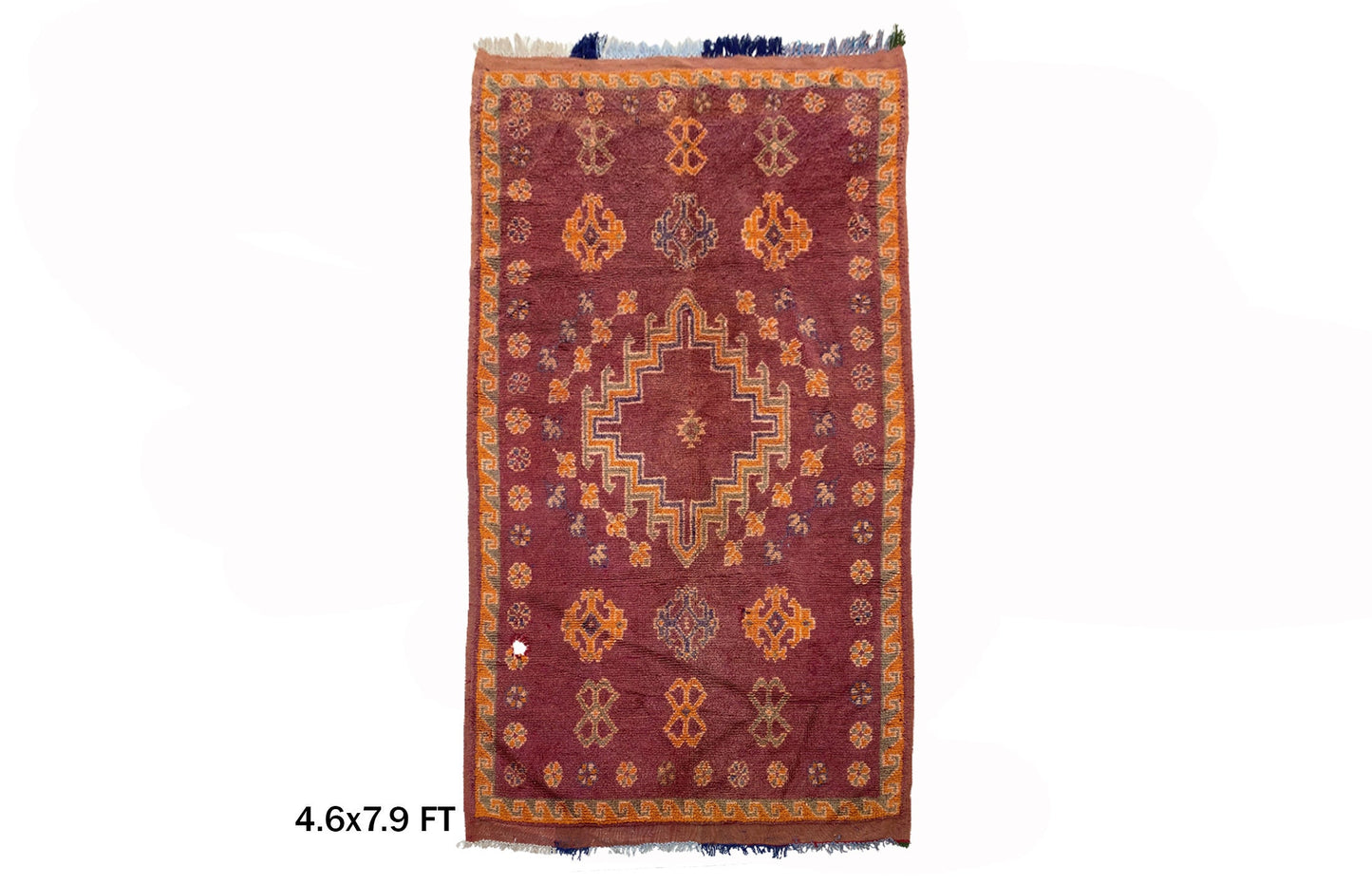 Tapis marocain vintage 5x8, tapis bohème en laine authentique.