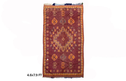 Tapis marocain vintage 5x8, tapis bohème en laine authentique.