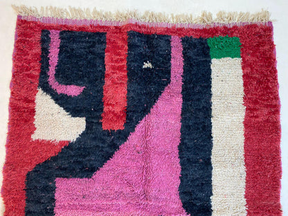 Colorful Moroccan Berber Area Rug, custom Hand Knotted wool Rug.