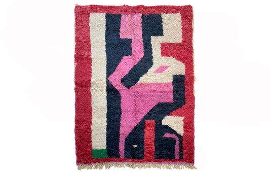 Colorful Moroccan Berber Area Rug, custom Hand Knotted wool Rug.