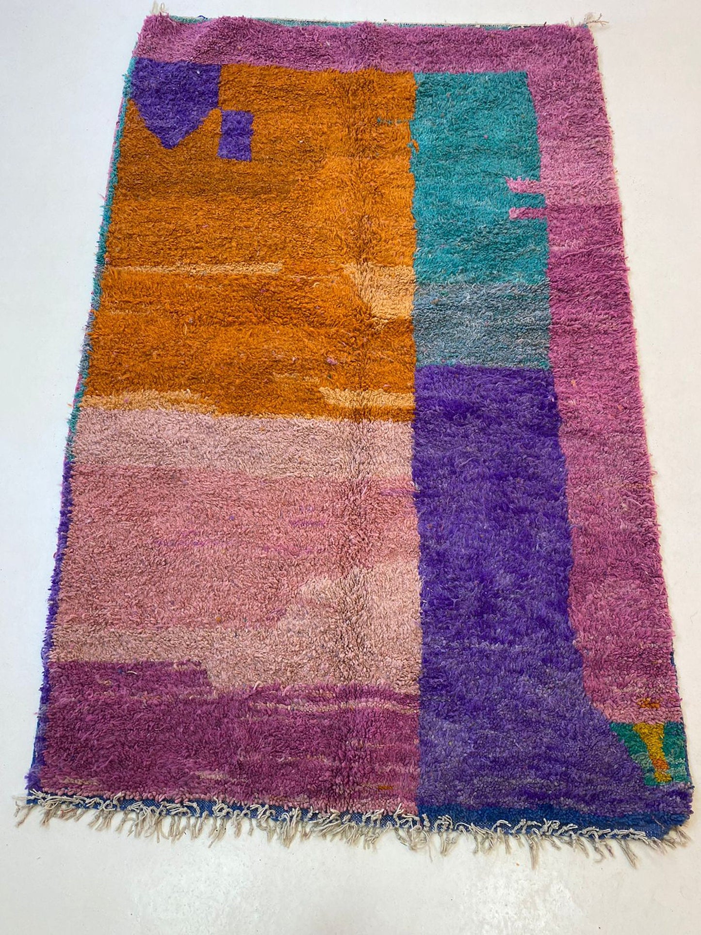 Colorful Moroccan Berber Rug, Unique Custom Bohemian Area Rug.