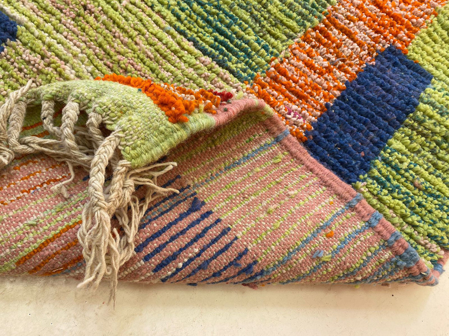 Berber Handmade Wool Runner Rug, Colorful Moroccan Runner for Hallway.