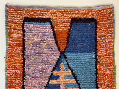 Berber Handmade Wool Runner Rug, Colorful Moroccan Runner for Hallway.