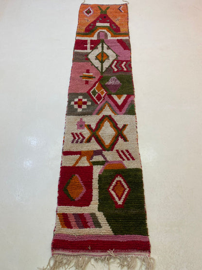 Custom Handmade Colorful Moroccan Rug Runner, Bohemian Wool Hallway Runner.