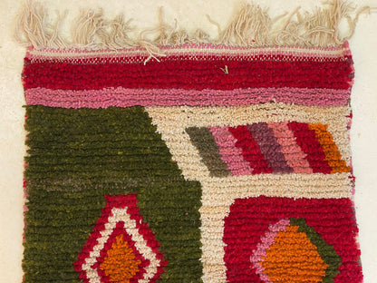 Custom Handmade Colorful Moroccan Rug Runner, Bohemian Wool Hallway Runner.