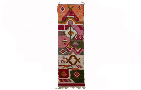 Custom Handmade Colorful Moroccan Rug Runner, Bohemian Wool Hallway Runner.