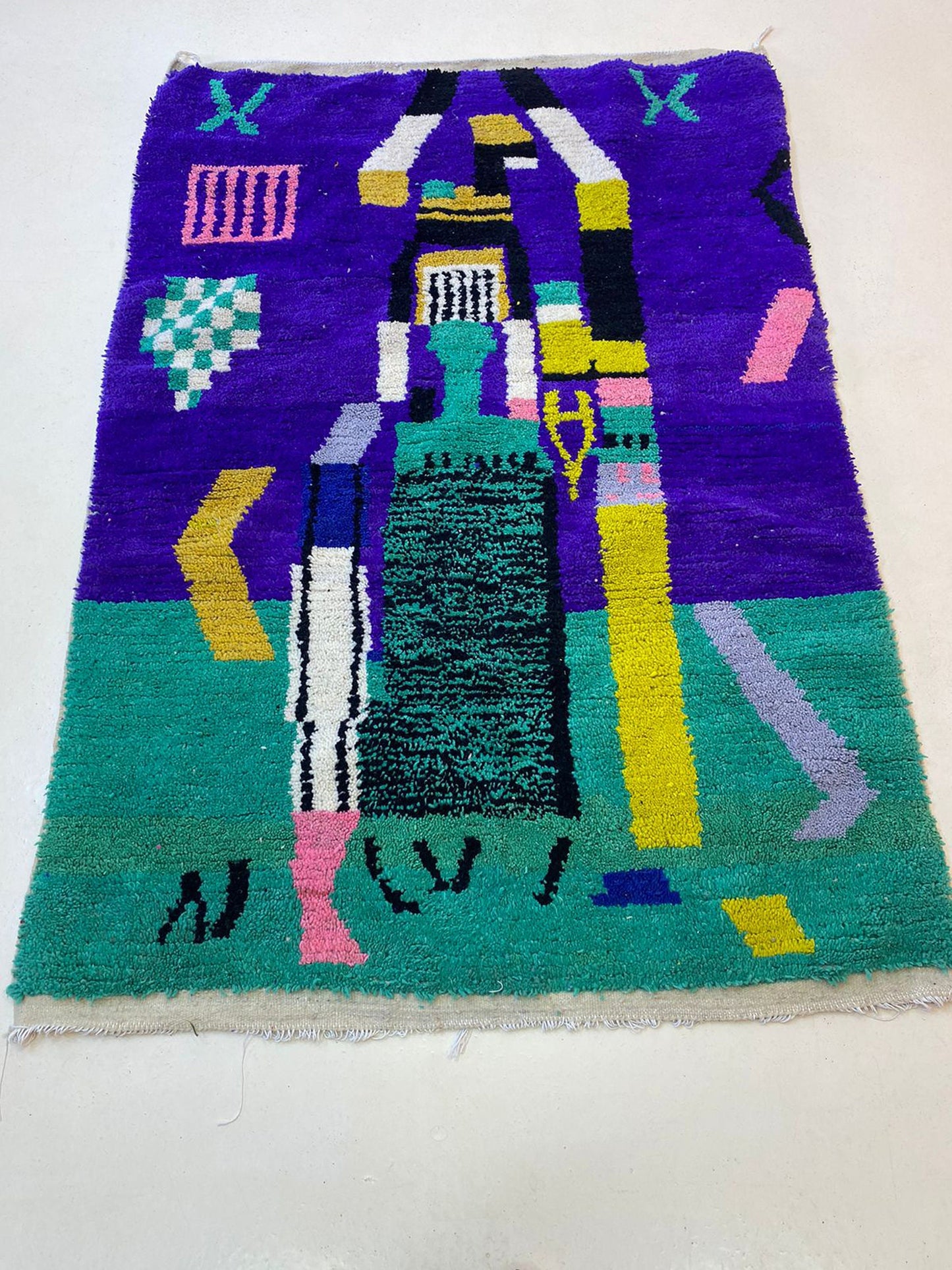 Custom Colorful Berber Rug for Living Room, Personalized Moroccan Area Rug.