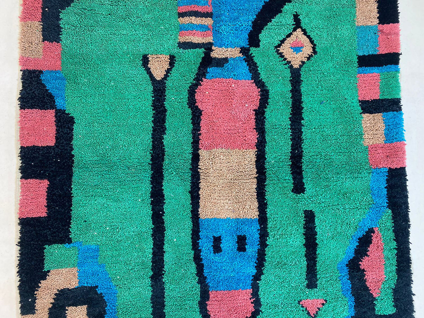 Handmade rug - Custom Green Area Rug, Vibrant Moroccan Berber Wool Rug.