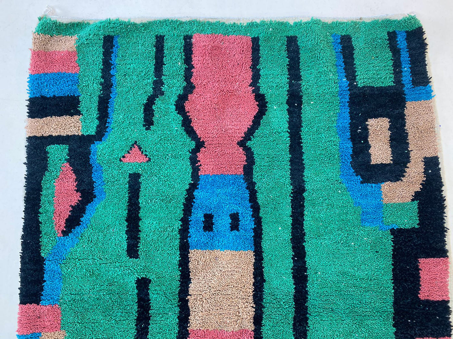 Handmade rug - Custom Green Area Rug, Vibrant Moroccan Berber Wool Rug.