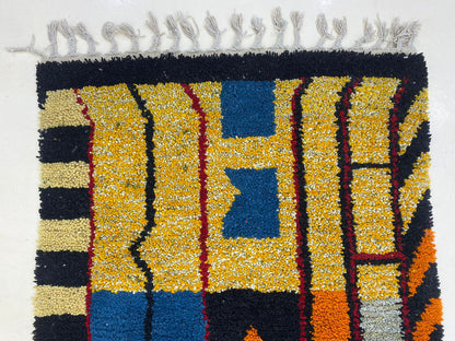 Tapis berbère marocain noué à la main, tapis coloré personnalisé.