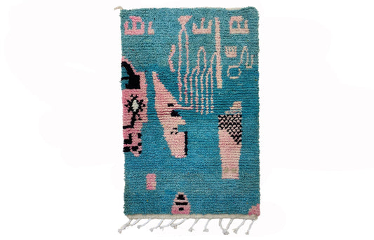 Tapis en laine berbère marocain vert, tapis de style bohème personnalisé.