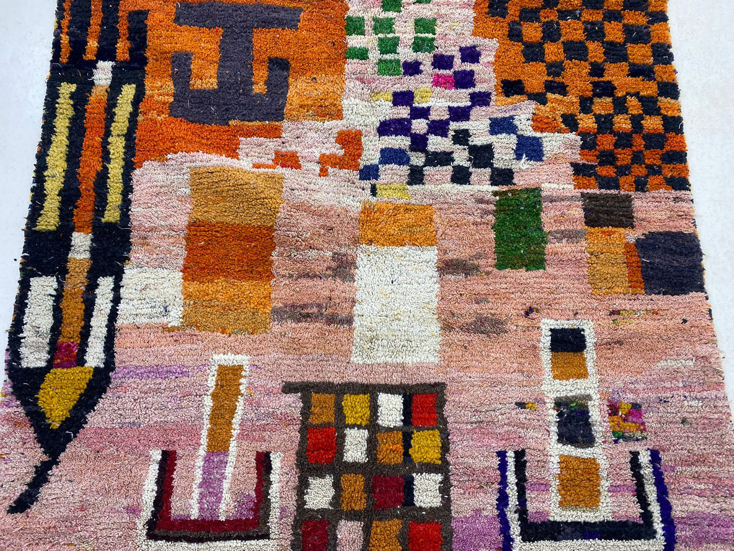 Bohemian Moroccan Colorful Area Rug, Vibrant Hand Knotted Berber Rug.