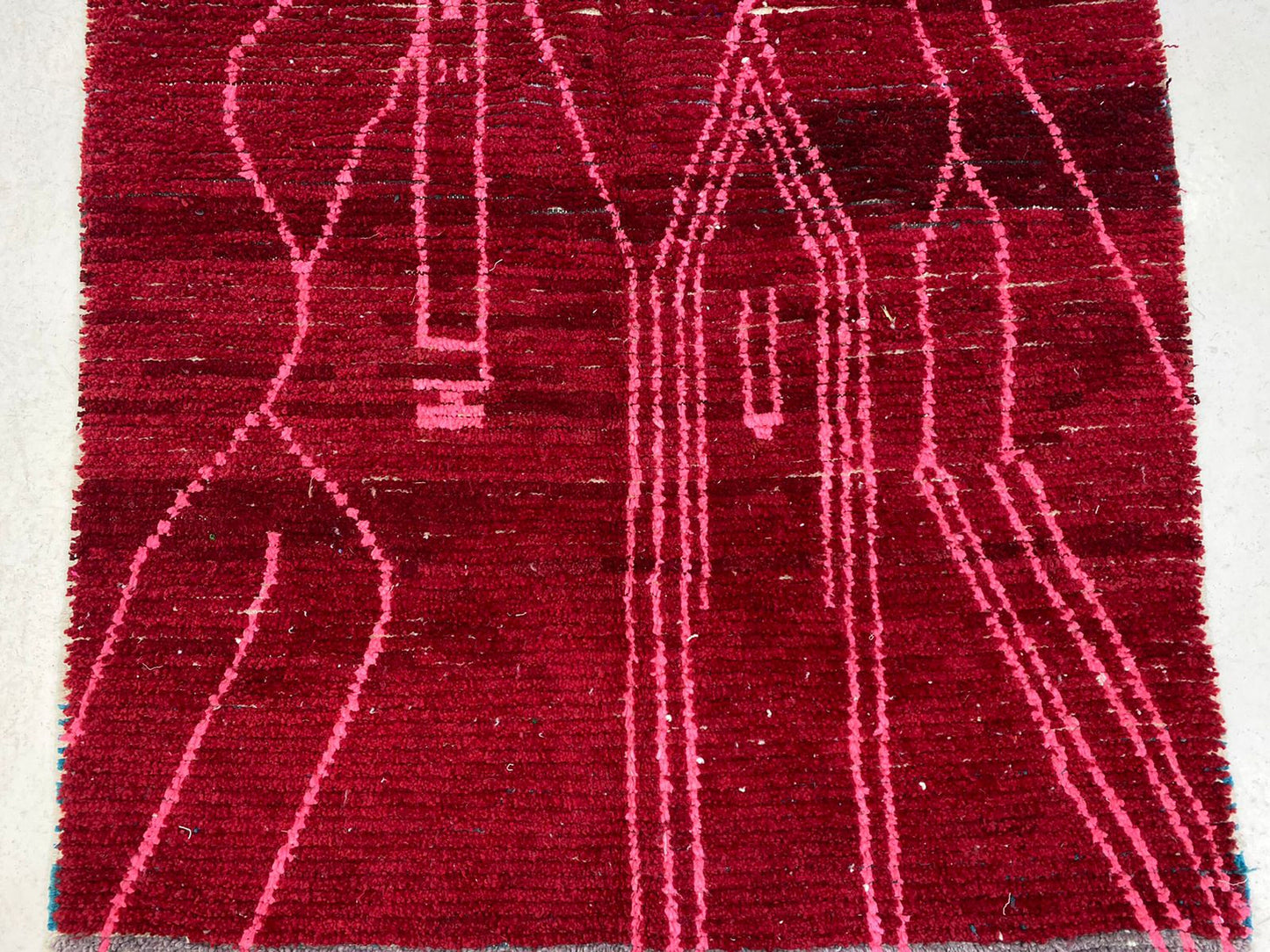 Handmade Red Moroccan Area Rug, Customizable Bohemian Decor Rug.