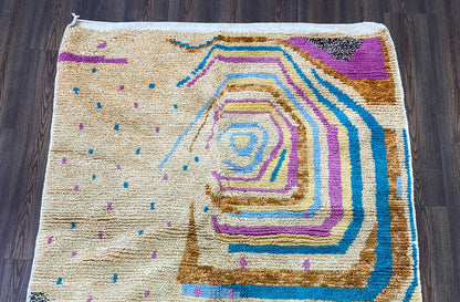 Tapis berbère marocain bohème unique, tapis coloré tissé à la main.