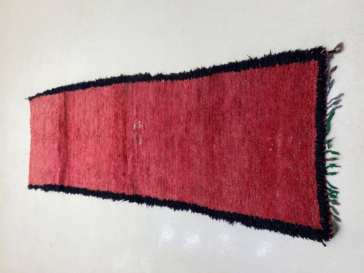 3x9 Moroccan bordered Runner Rug, Vintage Wool Runner rug.