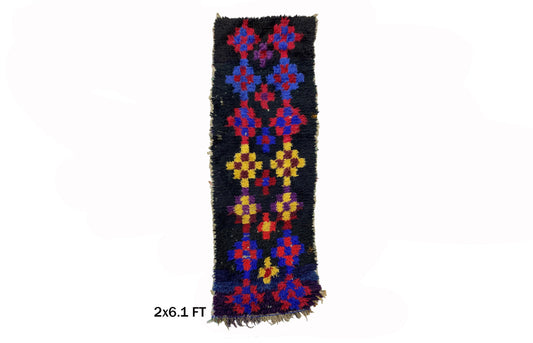 Tapis marocain, 2x6, tapis de couloir vintage berbère coloré, tapis de décoration intérieure unique.