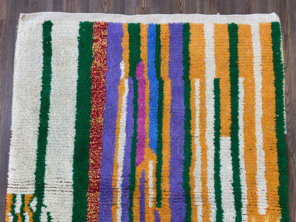 Boho Moroccan Wool Rug, Unique Handmade Berber Area Rug.