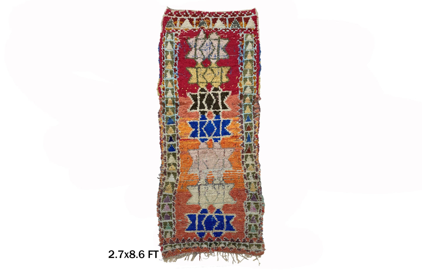 Tapis marocain 3x9 - Tapis de couloir berbère vintage, tapis de couloir bohème unique.