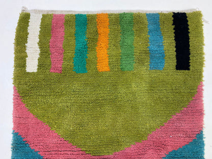 Colorful Handwoven Moroccan Rug, Moroccan Custom Berber for Boho Style Living Room.