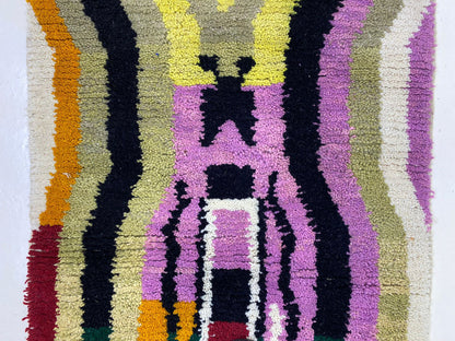 Tapis berbère marocain, tapis de couloir coloré personnalisé en laine fait à la main.