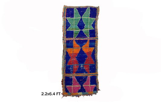 Tapis de couloir marocain à motif géométrique en forme d'étoile, décoration vintage 2x6.