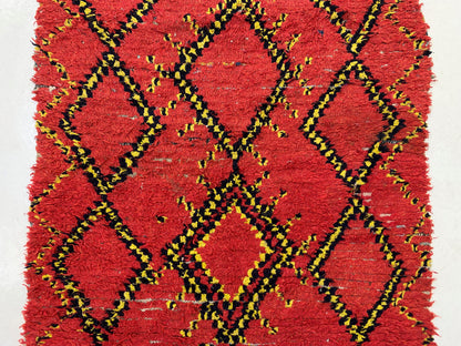 Tapis marocain vintage à losanges 3x9, tapis de couloir berbère unique bohème.