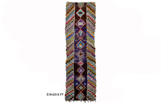 Tapis de couloir marocain vintage coloré 3x10,5.