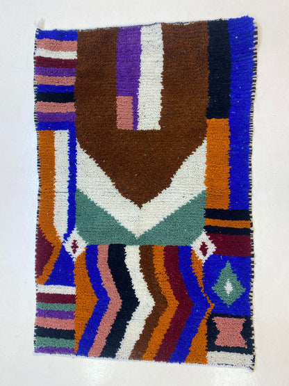 Tapis en laine coloré personnalisé, tapis marocain tissé à la main, tapis de décoration de pièce unique.