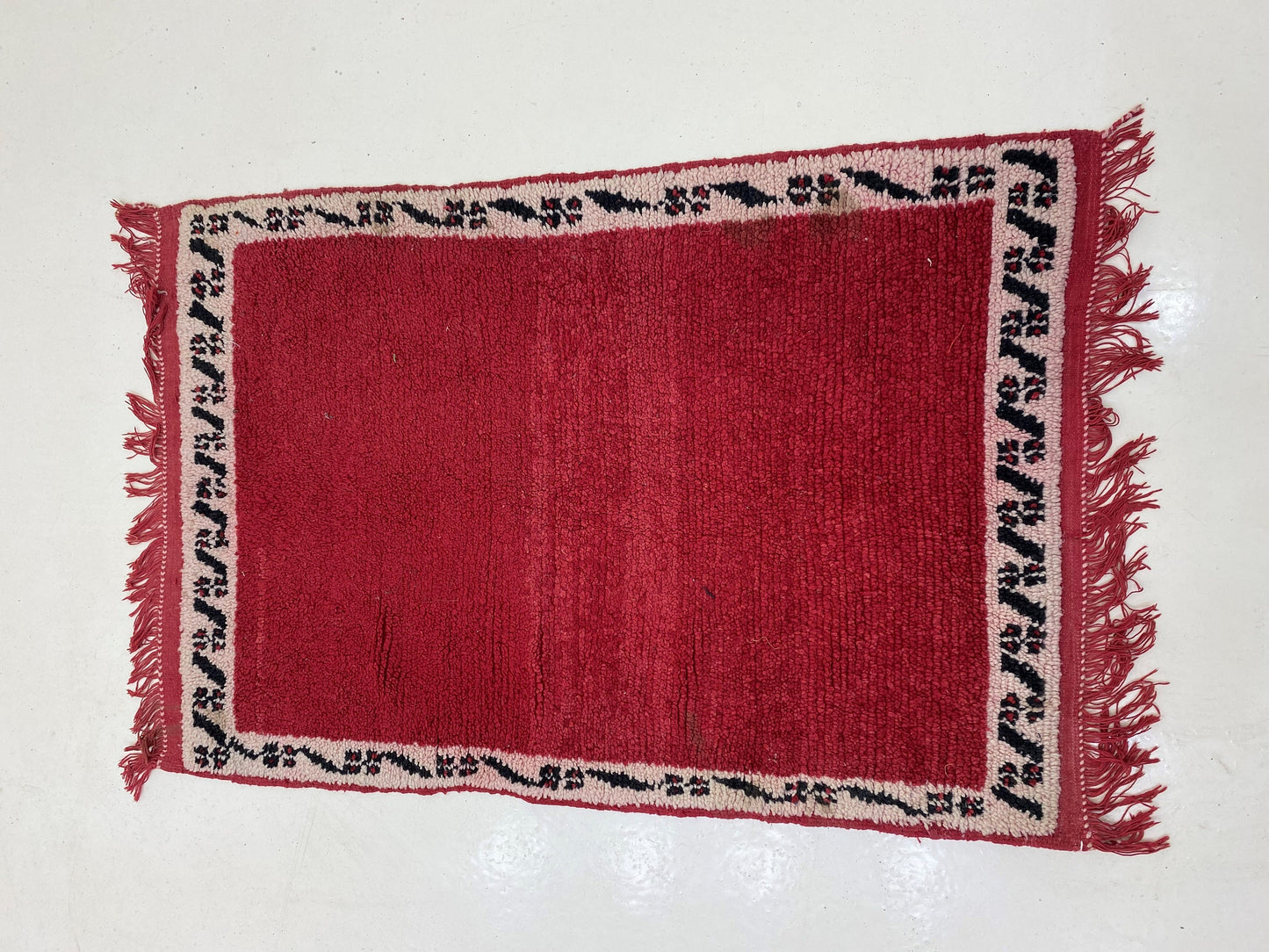 3x4 Moroccan Rug, Small Vintage Area Rug, Berber Wool Rug.