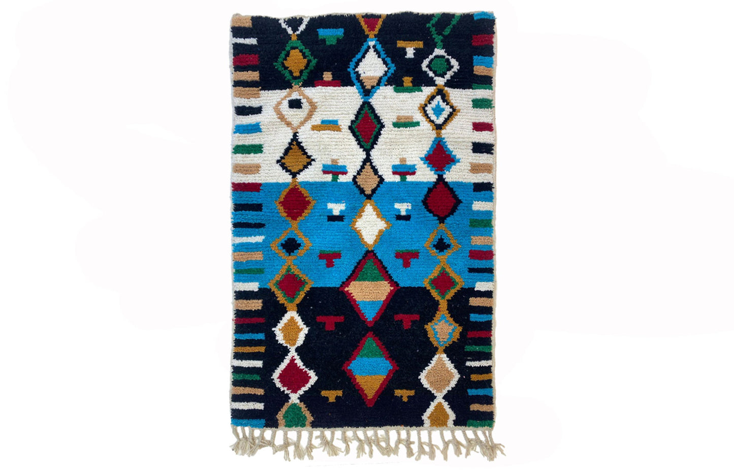 Tapis berbère marocain tissé à la main, tapis en laine coloré personnalisé.