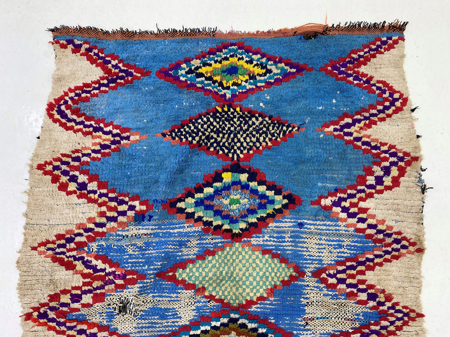 Diamond Checkered 3x6 Rug, Colorful Moroccan Rug.