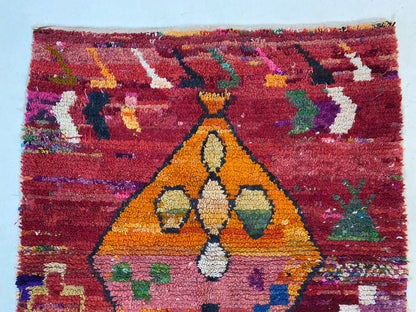 Tapis berbère en laine marocaine, tapis de cuisine coloré noué à la main.