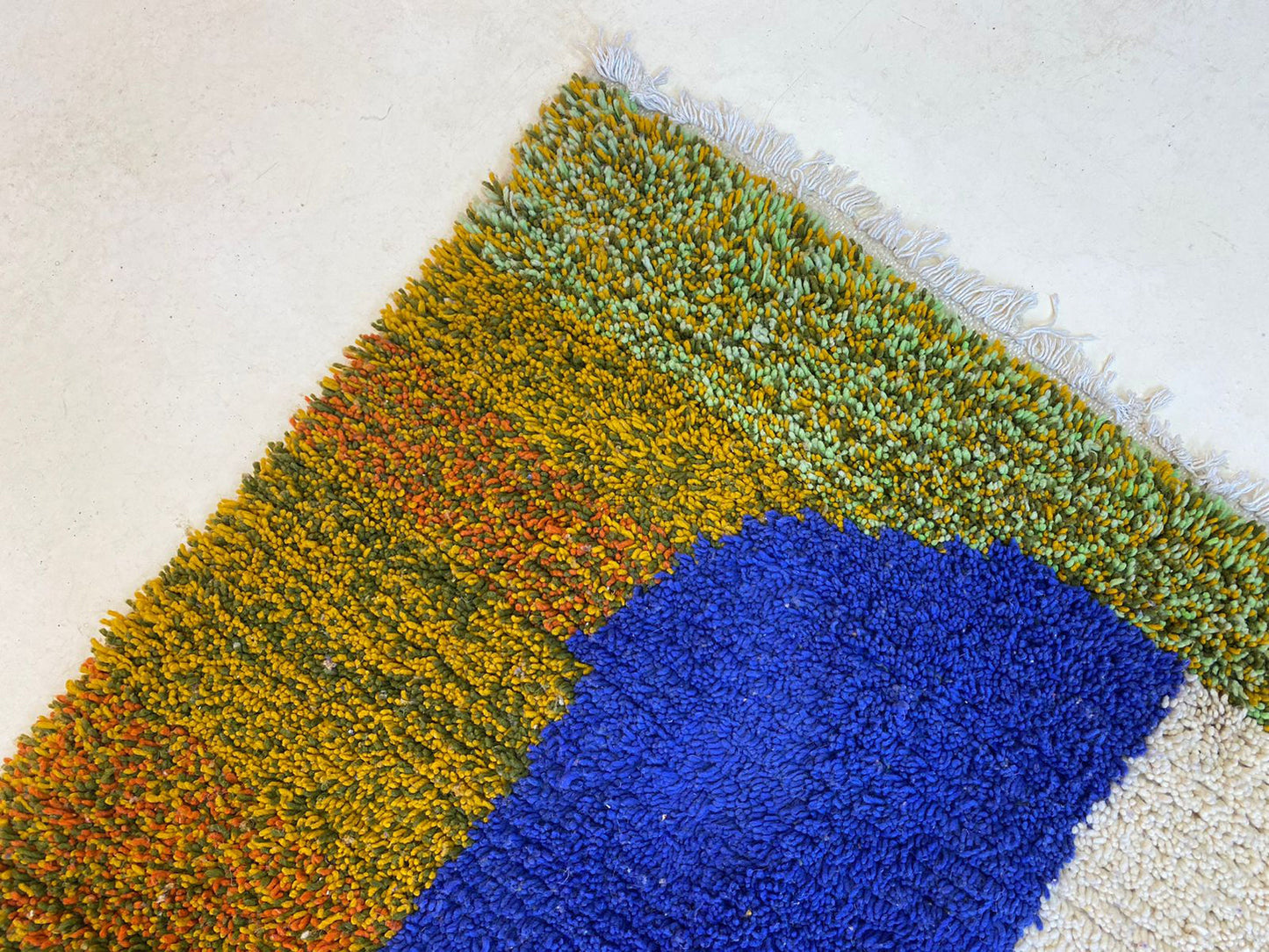 Colorful Custom Boho Kitchen Rug, Unique Wool Moroccan Area Carpet.