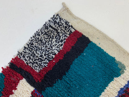 Colorful Boho Area Rug, Vibrant Moroccan Handmade Wool Rug.