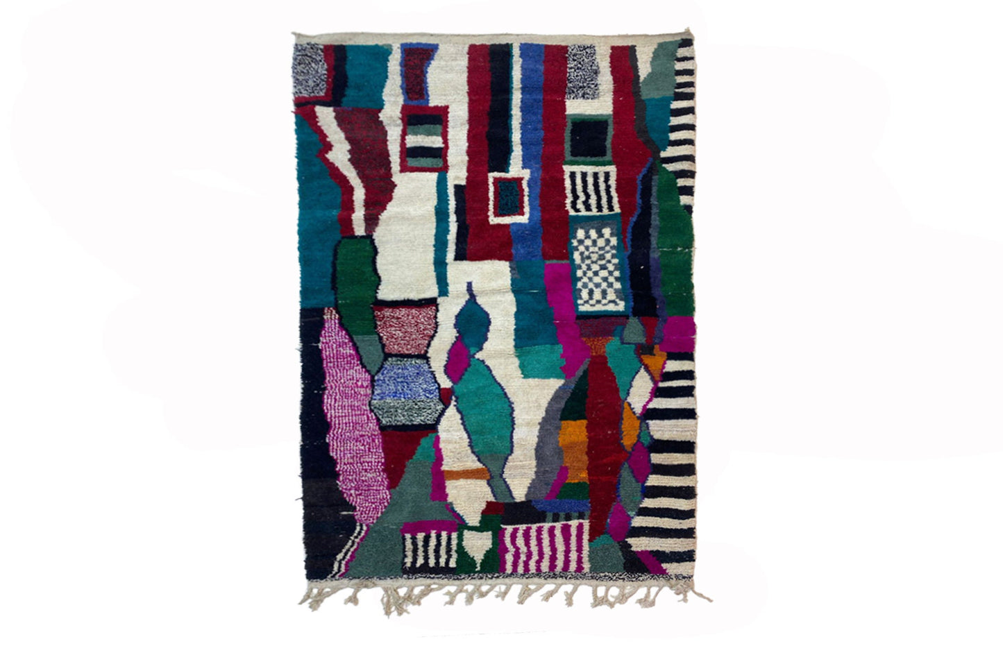 Colorful Boho Area Rug, Vibrant Moroccan Handmade Wool Rug.