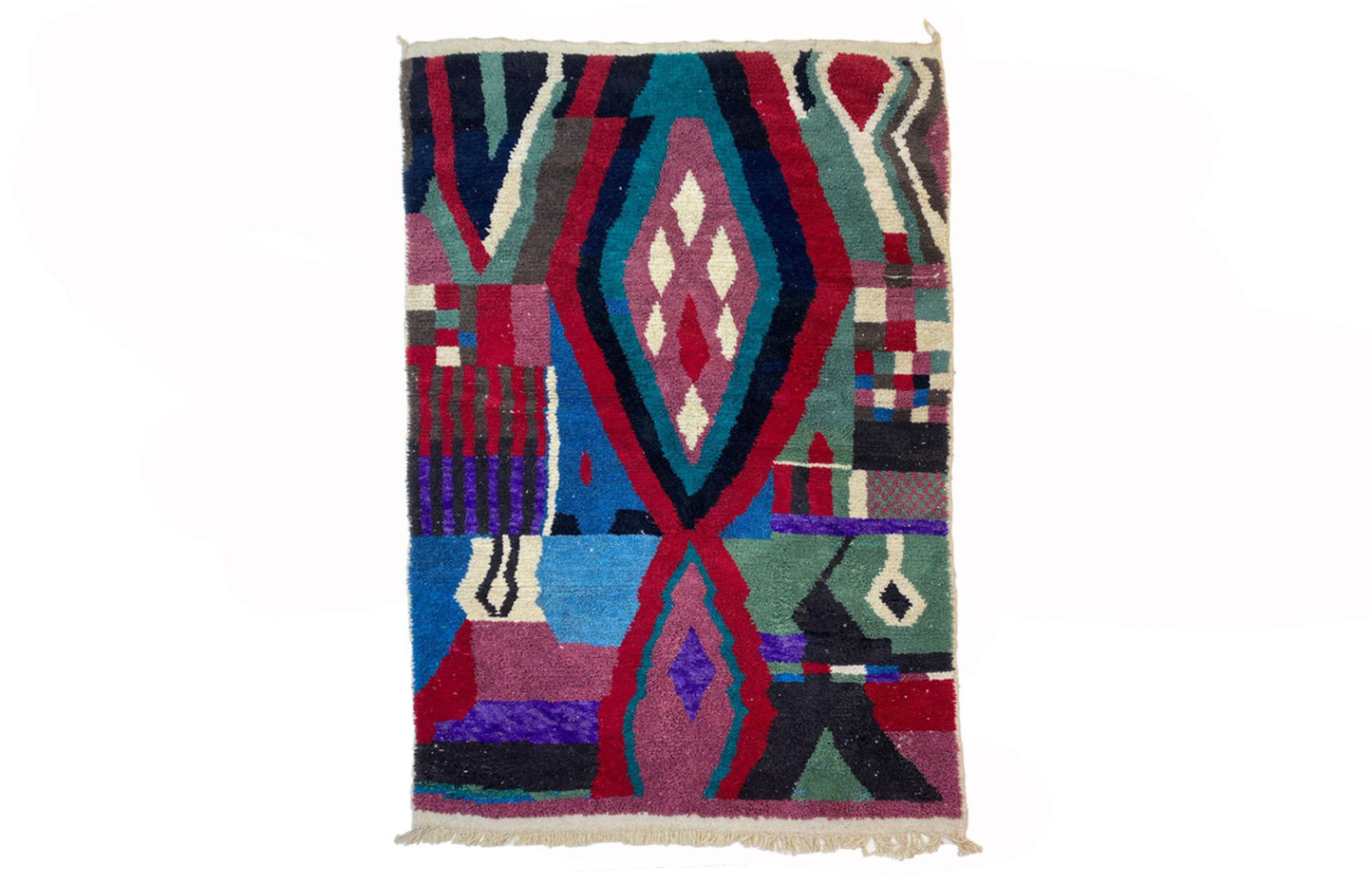 Tapis marocain coloré, tapis berbère en laine noué à la main sur mesure.