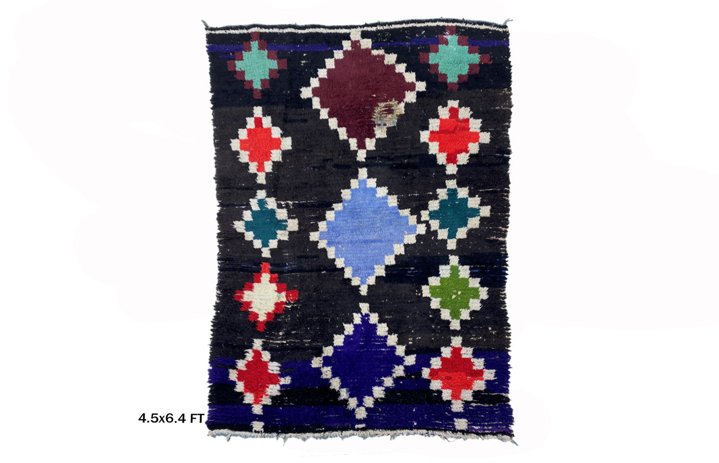 Tapis marocain, tapis vintage Diamond 4,5x6, tapis berbère.