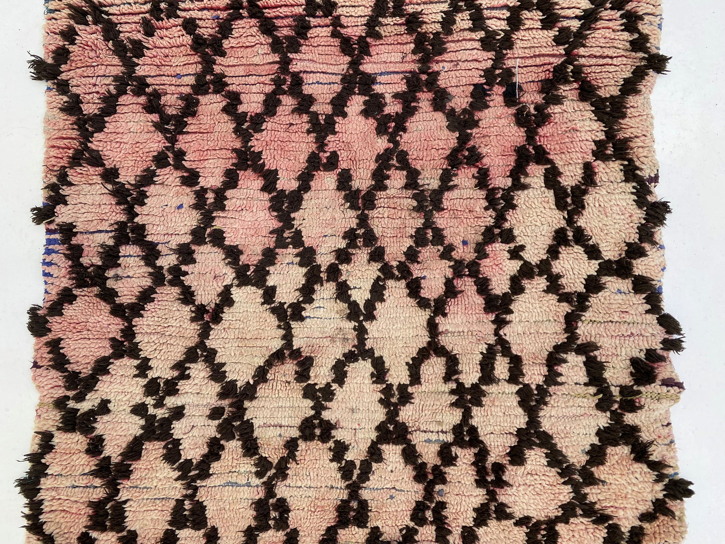 Tapis de couloir marocain à losanges 3x7, tapis de couloir vintage à grille.