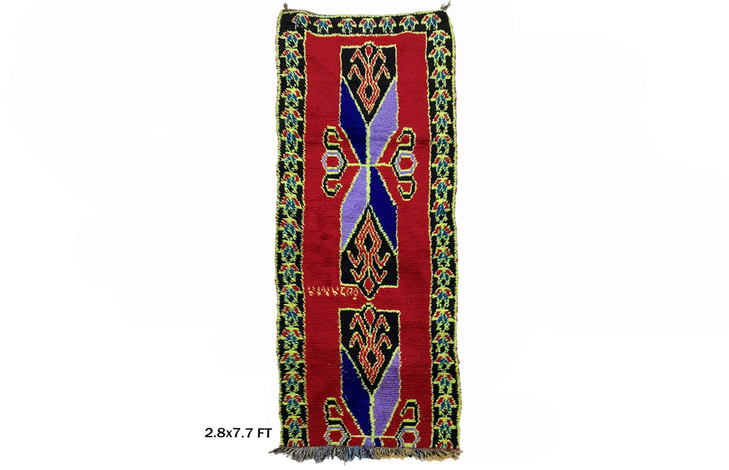 Tapis de couloir marocain étroit, style bohème vintage 8x3.