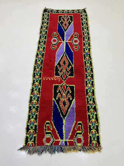 Tapis de couloir marocain étroit, style bohème vintage 8x3.