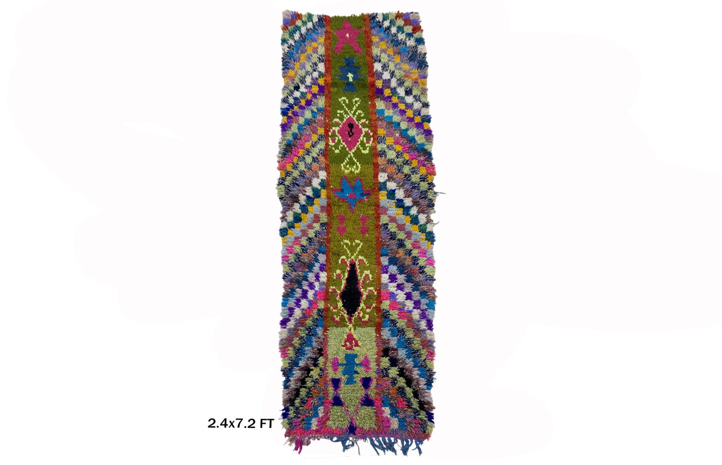 Tapis de couloir géométrique marocain, tapis de couloir vintage Boho 2x7.